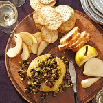 Warm Brie with Fig and Pistachio Tapenade